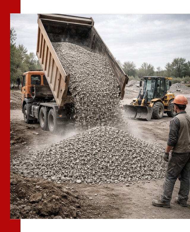 Доставка щебня в волжском крупными и мелкими фракциями