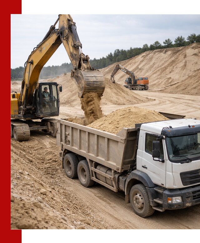 Доставка карьерного песка с самосвалами и разгрузкой в волжском