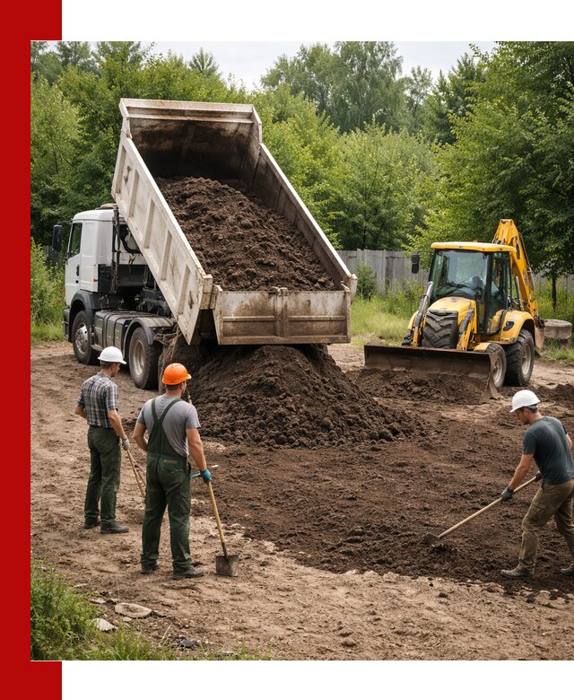 Доставка и укладка грунта для выравнивания участка в волжском