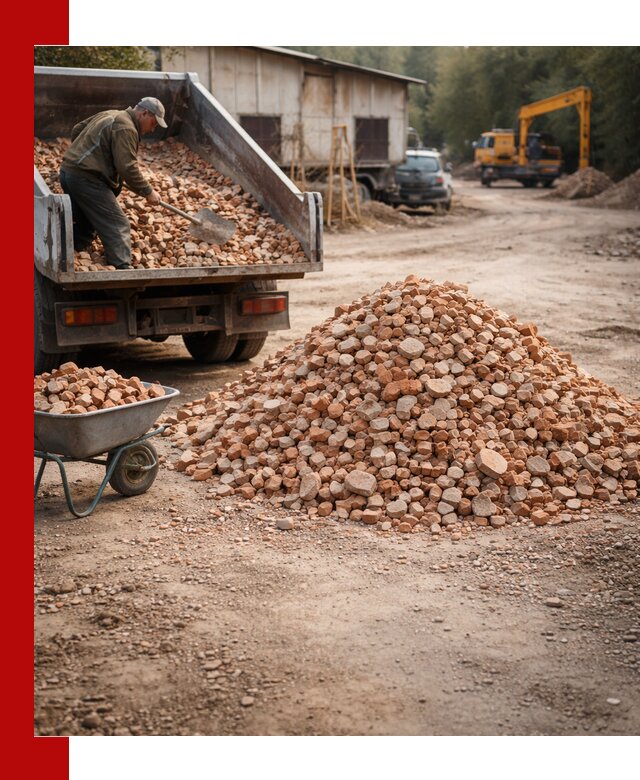 Доставка и подушка из боя кирпича с разгрузкой в волжском